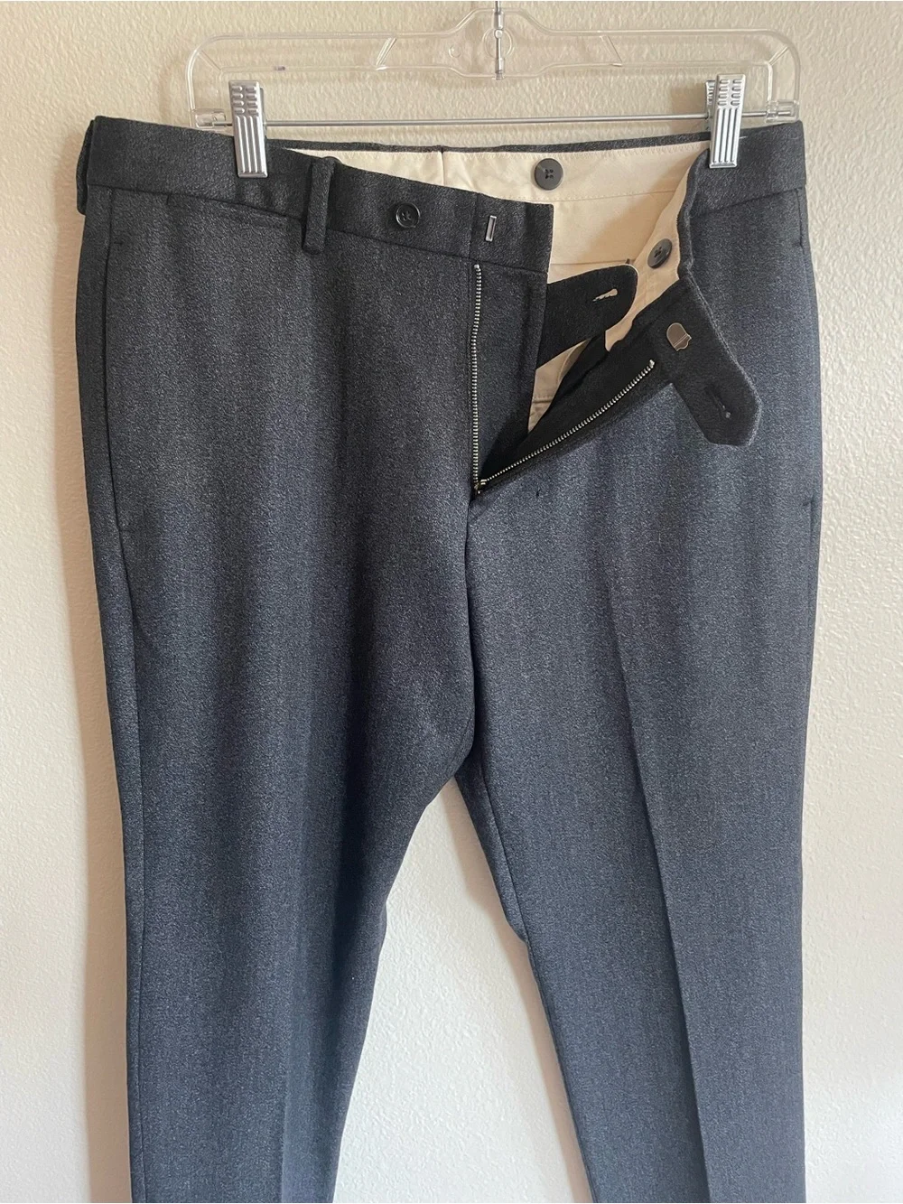 NWT J. Crew Men's Dark Charcoal Gray 100% Wool Dress Pants - Size W32 L32